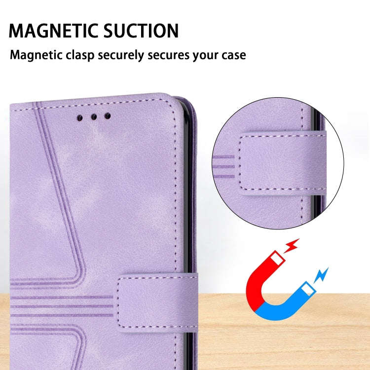 For Honor 200 Lite Global Triangle Solid Color Leather Phone Case(Purple)