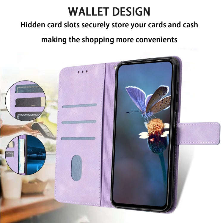 For Honor 200 Lite Global Triangle Solid Color Leather Phone Case(Purple)
