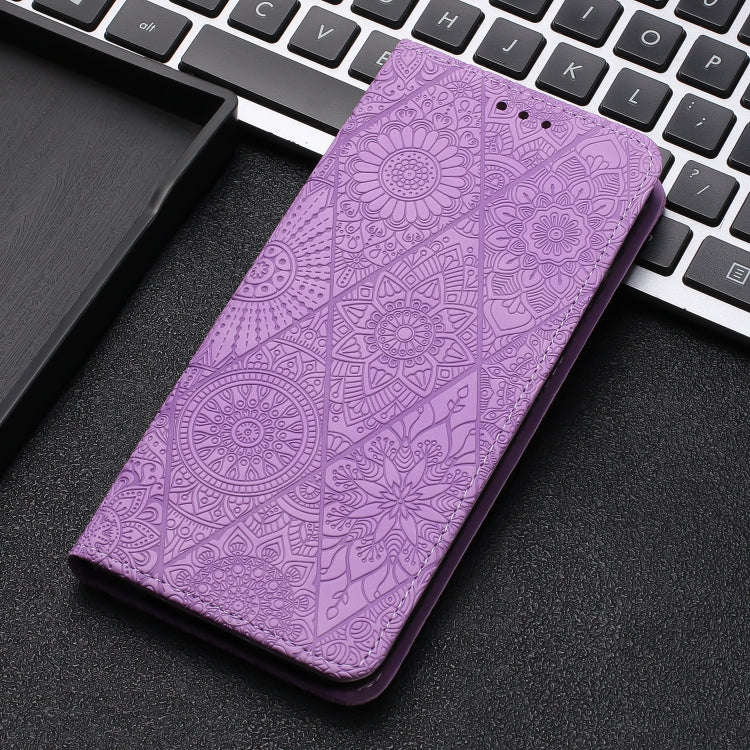 For Google Pixel 9 Pro XL Ethnic Embossed Adsorption Leather Phone Case(Purple)
