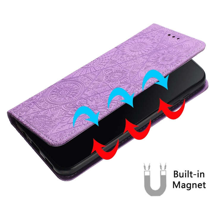 For Google Pixel 9 Pro XL Ethnic Embossed Adsorption Leather Phone Case(Purple)