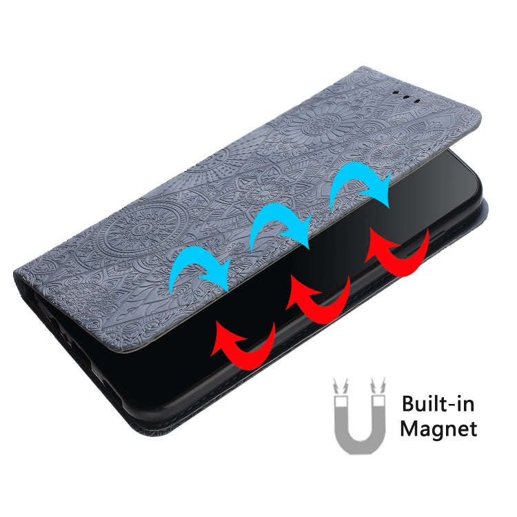 For Google Pixel 9 / 9 Pro Ethnic Embossed Adsorption Leather Phone Case(Grey)