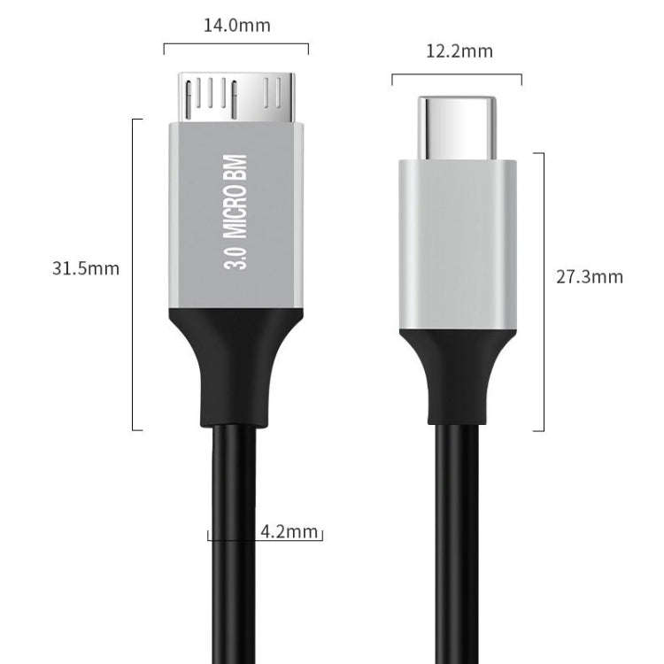 USB-C / Type-C 3.0 to Micro B Mobile Hard Disk Adapter Cable, Length:0.3m