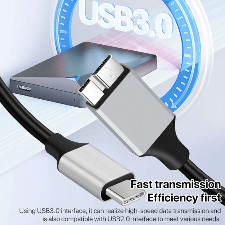 USB-C / Type-C 3.0 to Micro B Mobile Hard Disk Adapter Cable, Length:0.3m