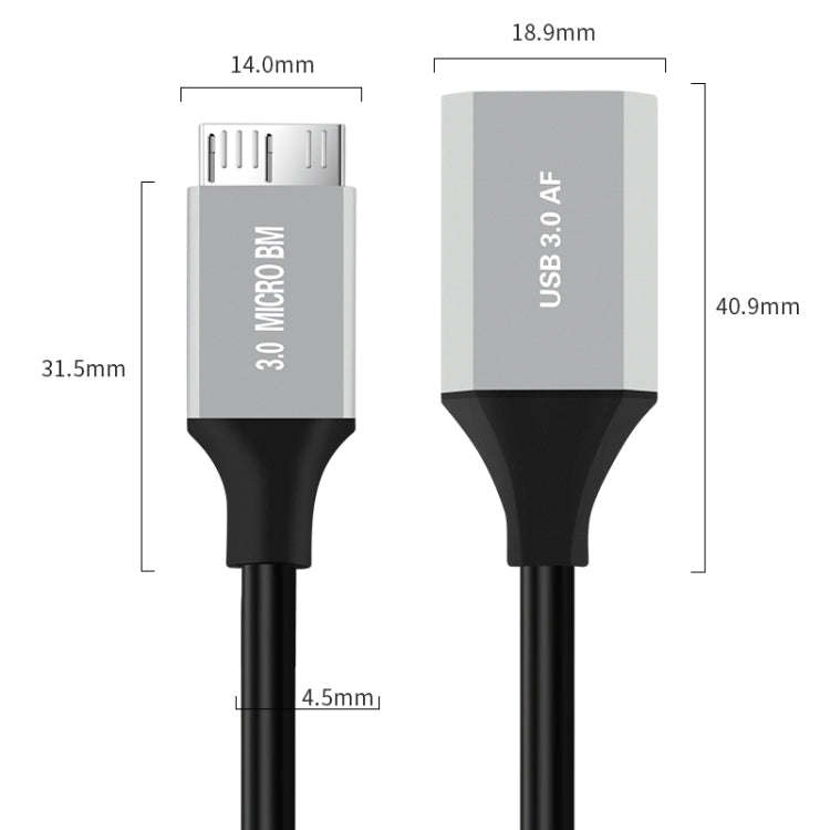 USB 3.0 A Female to Micro B Mobile Hard Disk Adapter Cable, Length:0.5m
