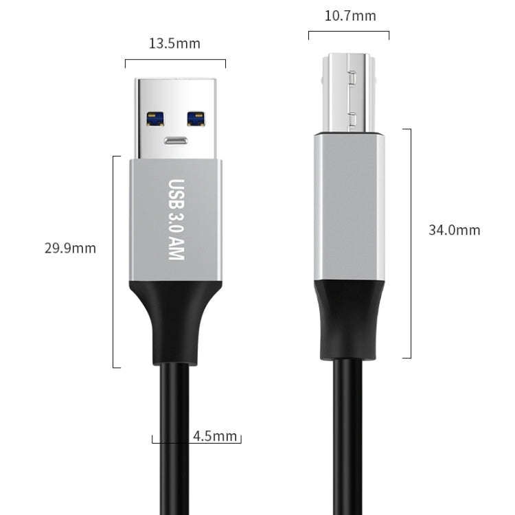 USB 3.0 A Male to USB-B Square Interface Printer Data Transmission Adapter Cable, Length:1m