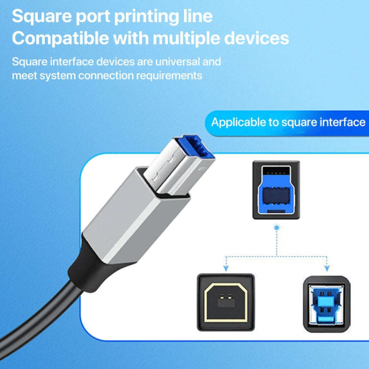 USB 3.0 A Male to USB-B Square Interface Printer Data Transmission Adapter Cable, Length:1m