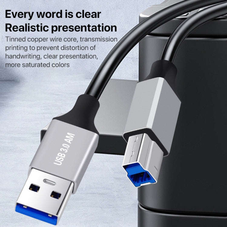 USB 3.0 A Male to USB-B Square Interface Printer Data Transmission Adapter Cable, Length:1m