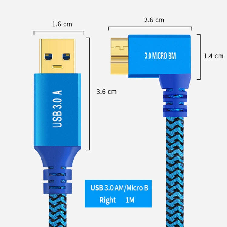 USB 3.0 A to Micro B 3.0 Male Mobile Hard Drive Data Connection Cable, Length:1m(Blue)