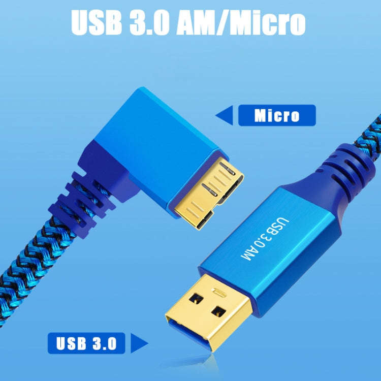USB 3.0 A to Micro B 3.0 Male Mobile Hard Drive Data Connection Cable, Length:1m(Blue)