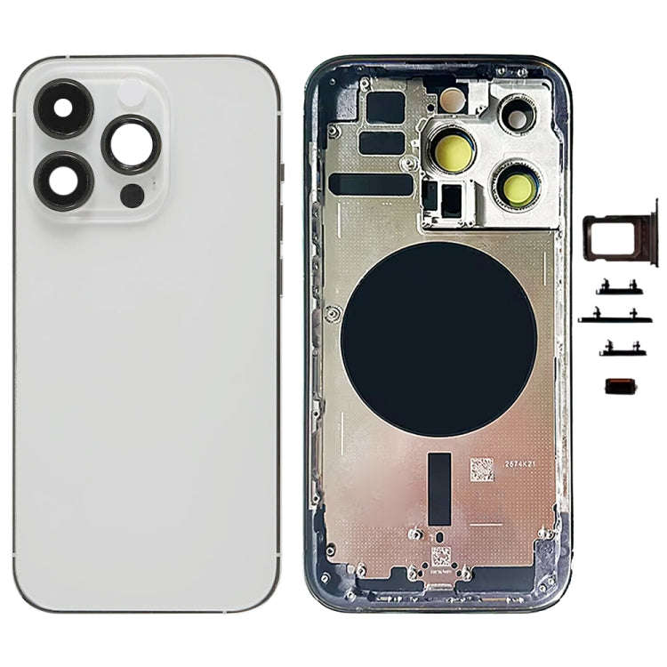 For iPhone 14 Pro Battery Back Cover with Side Keys & Card Tray, Version:US Version(Silver)