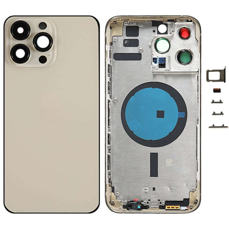 For iPhone 14 Pro Max Battery Back Cover with Side Keys & Card Tray, Version:China Version(Gold)