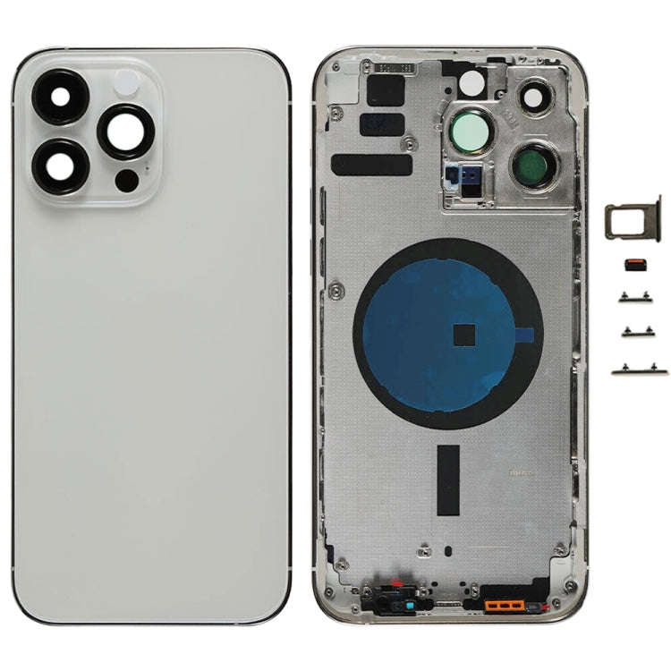 For iPhone 14 Pro Max Battery Back Cover with Side Keys & Card Tray, Version:China Version(Silver)