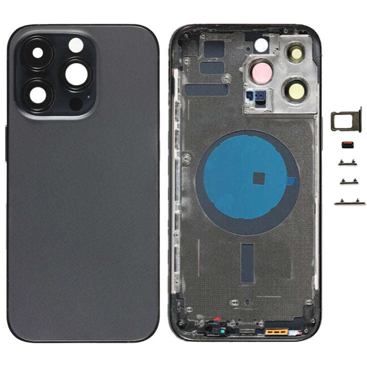 For iPhone 14 Pro Max Battery Back Cover with Side Keys & Card Tray, Version:CE EU Version(Black)