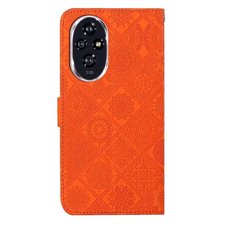 For Honor 200 Pro Ethnic Style Embossed Pattern Leather Phone Case(Orange)