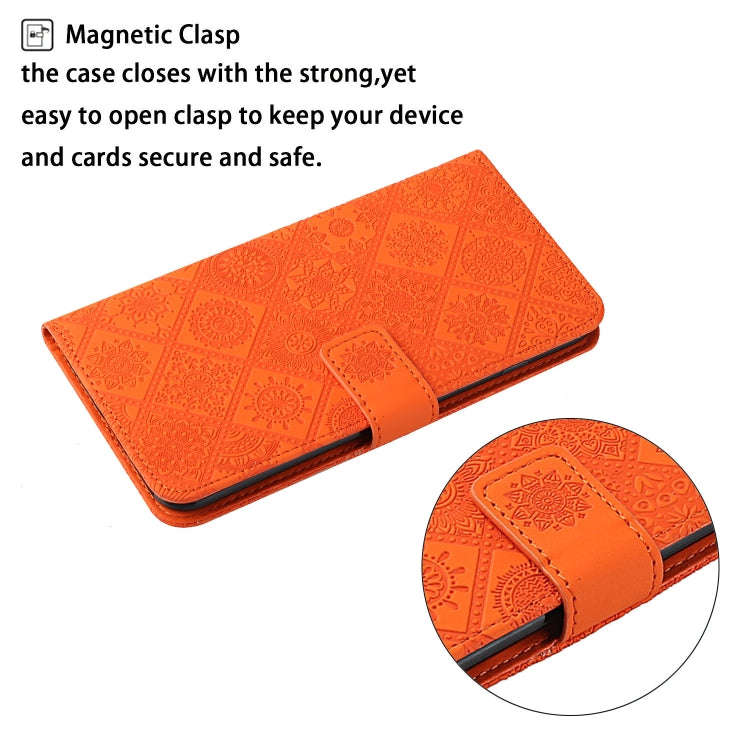 For Honor 200 Pro Ethnic Style Embossed Pattern Leather Phone Case(Orange)