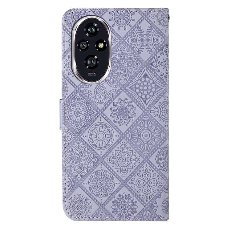 For Honor 200 Pro Ethnic Style Embossed Pattern Leather Phone Case(Purple)