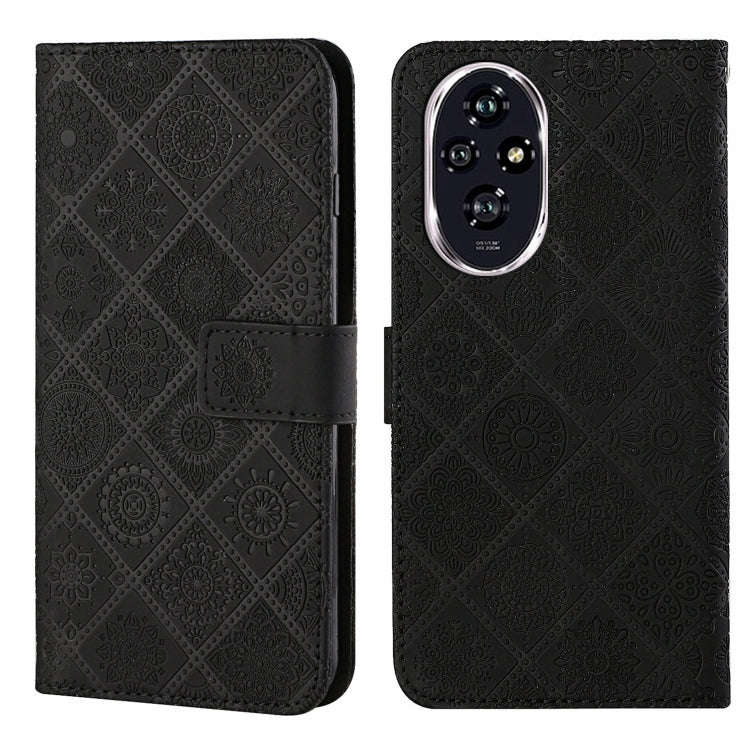 For Honor 200 Ethnic Style Embossed Pattern Leather Phone Case(Black)