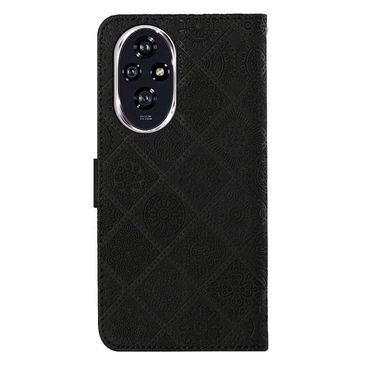 For Honor 200 Ethnic Style Embossed Pattern Leather Phone Case(Black)