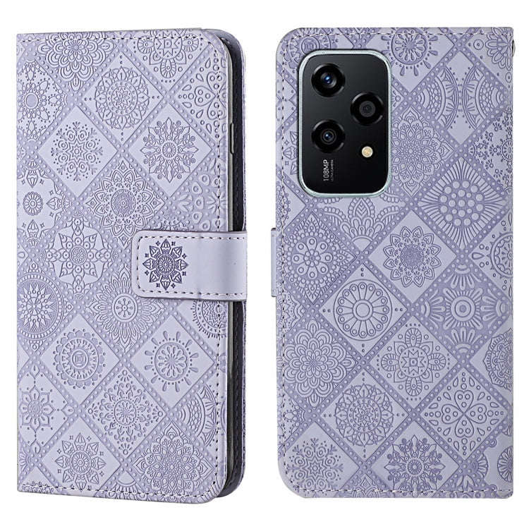 For Honor 200 Lite Global Ethnic Style Embossed Pattern Leather Phone Case(Purple)