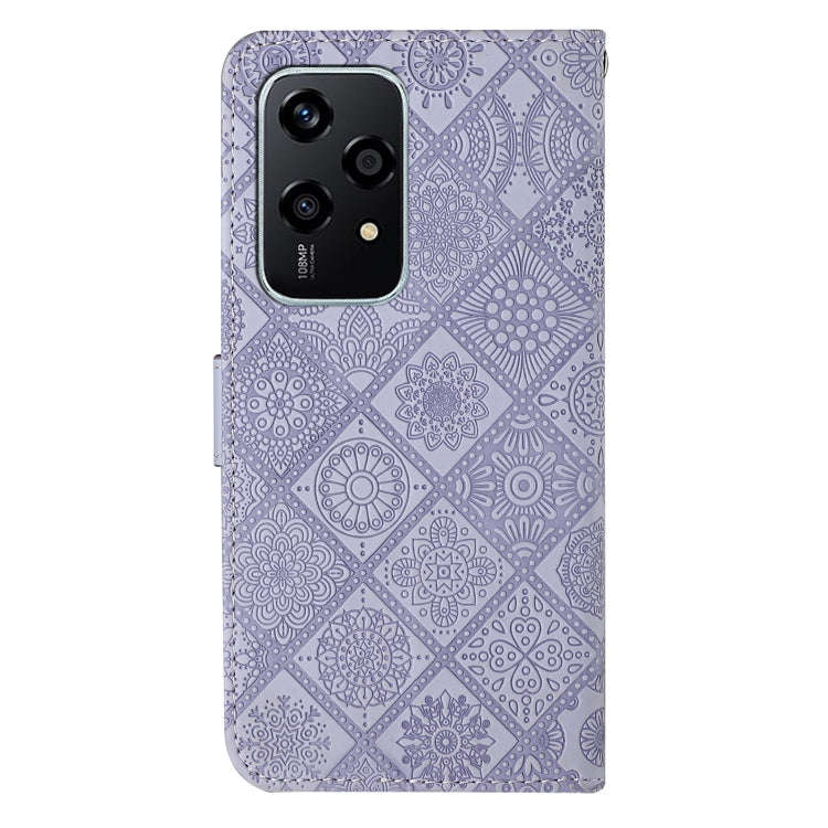 For Honor 200 Lite Global Ethnic Style Embossed Pattern Leather Phone Case(Purple)