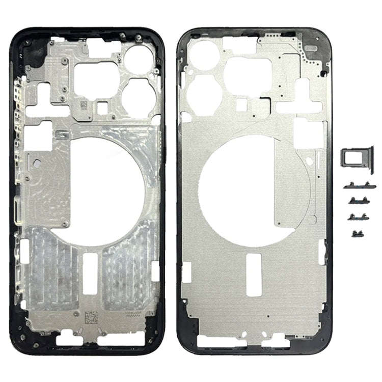 For iPhone 15 Pro Max Middle Frame Bezel Plate with Side Keys + Card Tray, Version:US Version(Black)