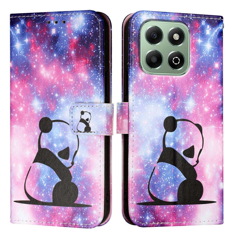 For Honor X6b Colored Drawing Pattern Plain Weave Leather Phone Case(Baby Panda)