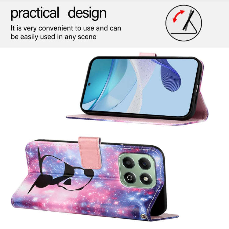 For Honor X6b Colored Drawing Pattern Plain Weave Leather Phone Case(Baby Panda)
