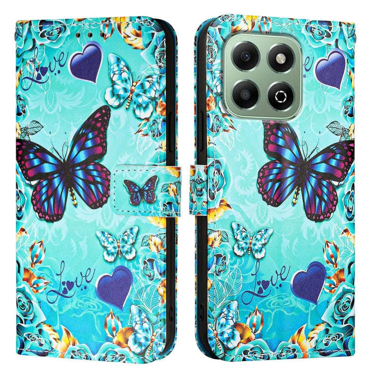 For Honor X6b Colored Drawing Pattern Plain Weave Leather Phone Case(Love Butterfly)