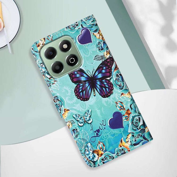 For Honor X6b Colored Drawing Pattern Plain Weave Leather Phone Case(Love Butterfly)
