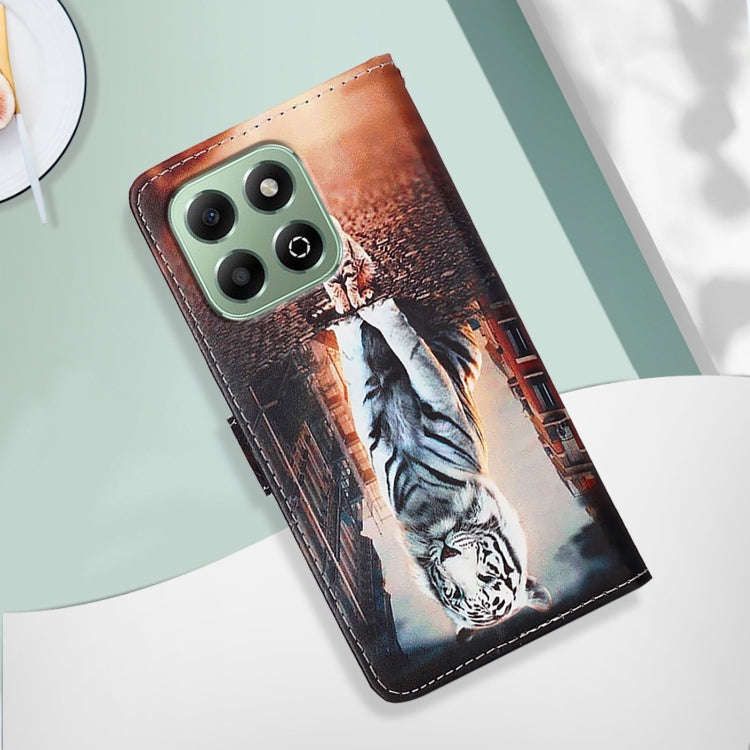 For Honor X6b Colored Drawing Pattern Plain Weave Leather Phone Case(Cats And Tigers)