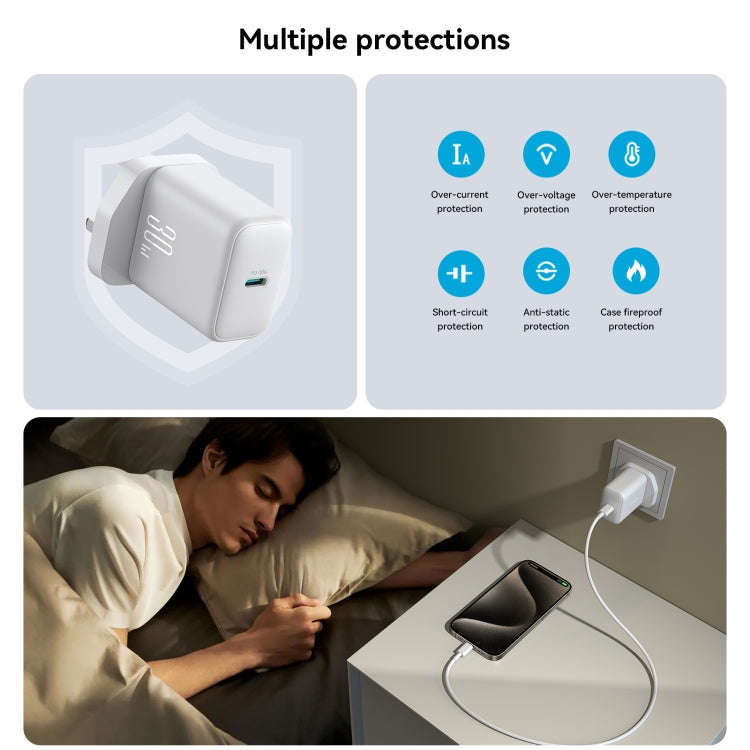 JOYROOM JR-TCF24 30W USB-C / Type-C Fast Charger, Specification:UK Plug(White)
