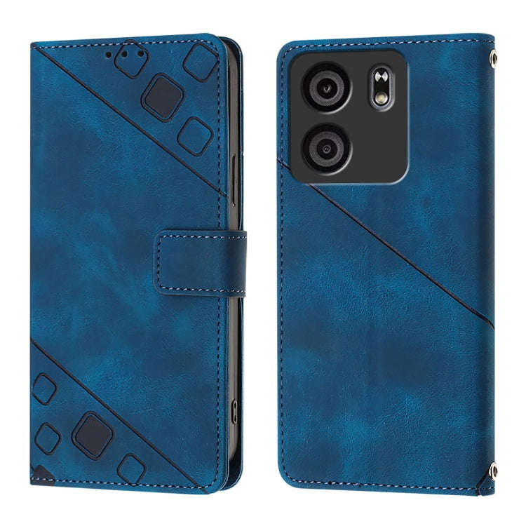 For BLU View 5 Skin-feel Embossed Leather Phone Case(Blue)