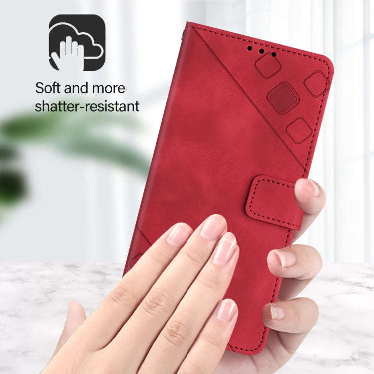 For BLU View 5 Skin-feel Embossed Leather Phone Case(Red)