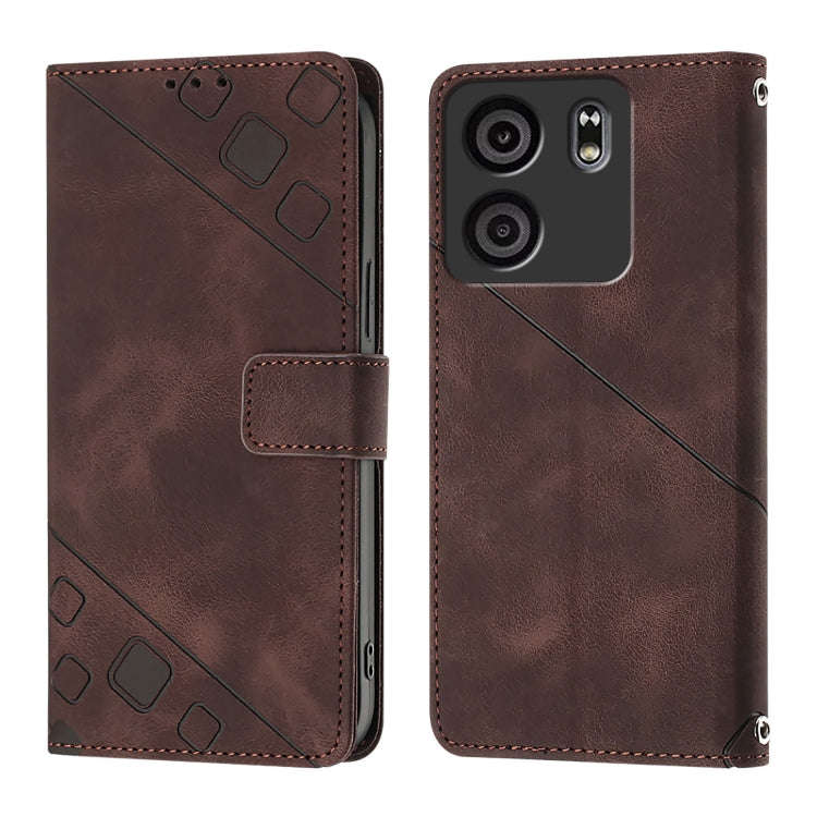 For BLU View 5 Skin-feel Embossed Leather Phone Case(Brown)