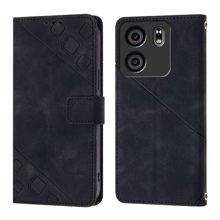 For BLU View 5 Skin-feel Embossed Leather Phone Case(Black)