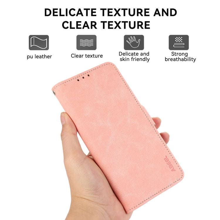 For OnePlus Nord 4 ABEEL Frosted Magnetic RFID Leather Phone Case(Pink)
