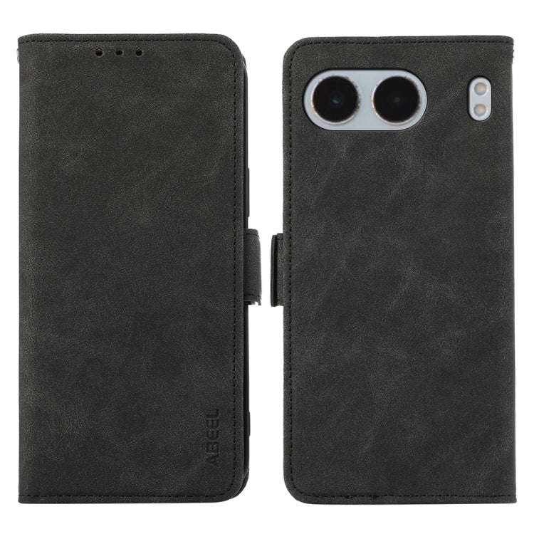 For OnePlus Nord 4 ABEEL Frosted Magnetic RFID Leather Phone Case(Black)