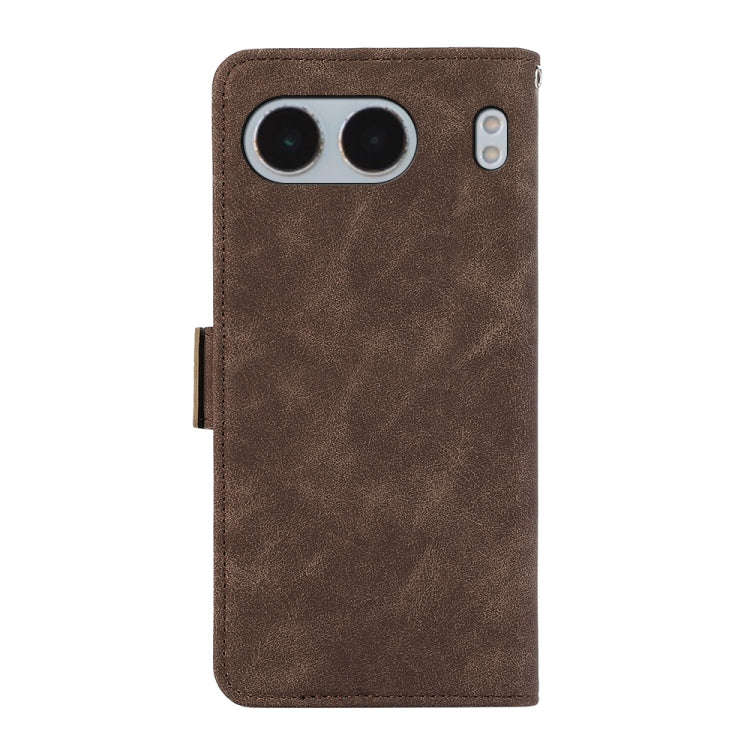 For OnePlus Nord 4 ABEEL Frosted Magnetic RFID Leather Phone Case(Brown)