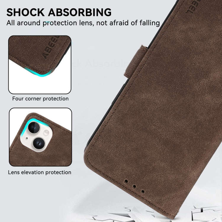 For OnePlus Nord 4 ABEEL Frosted Magnetic RFID Leather Phone Case(Brown)