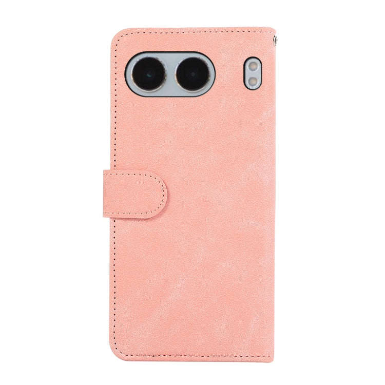 For OnePlus Nord 4 ABEEL Color Block Magnetic RFID Leather Phone Case(Pink-Cyan)