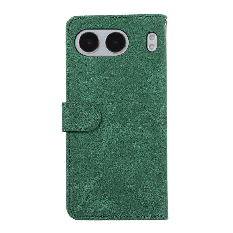 For OnePlus Nord 4 ABEEL Color Block Magnetic RFID Leather Phone Case(Green-Black)