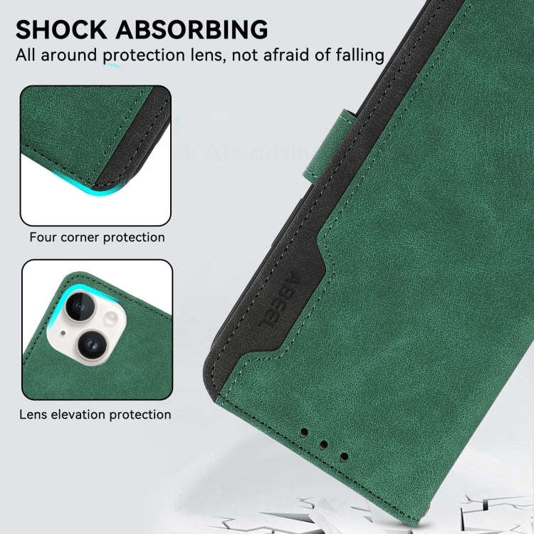 For OnePlus Nord 4 ABEEL Color Block Magnetic RFID Leather Phone Case(Green-Black)