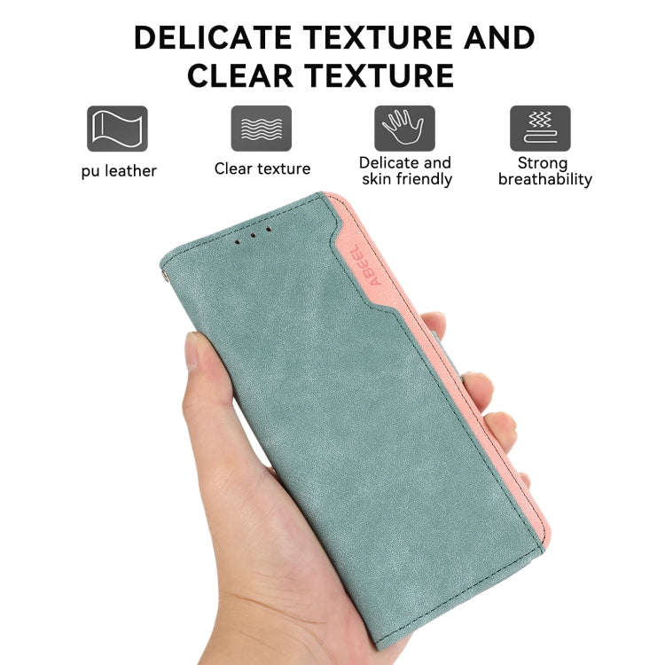 For OnePlus Nord 4 ABEEL Color Block Magnetic RFID Leather Phone Case(Cyan-Pink)