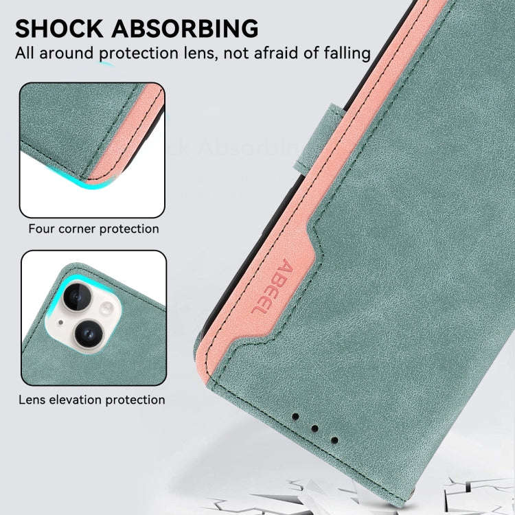 For OnePlus Nord 4 ABEEL Color Block Magnetic RFID Leather Phone Case(Cyan-Pink)