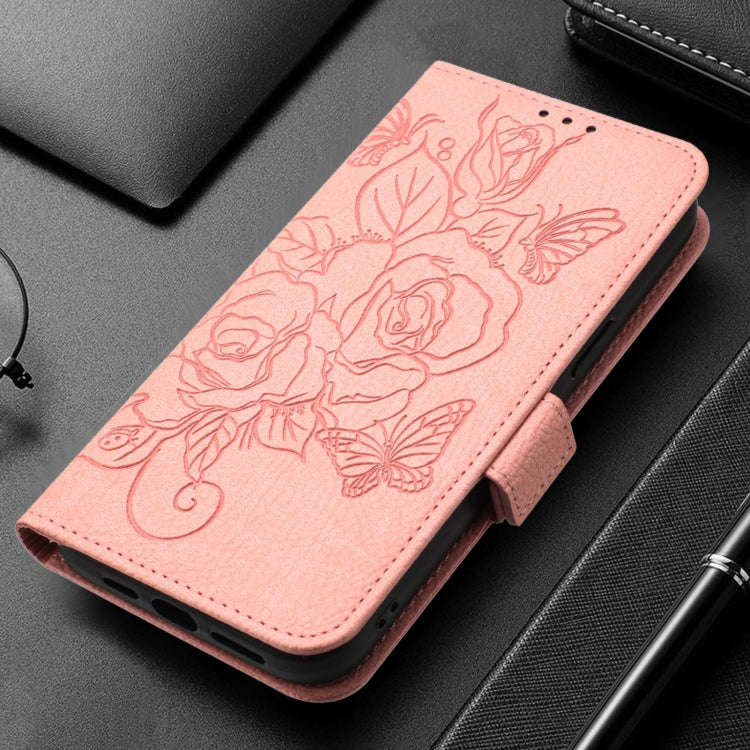For Nothing CMF Phone 1 Embossed Rose RFID Anti-theft Leather Phone Case(Pink)