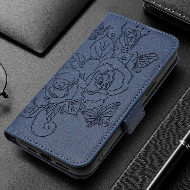 For Nothing CMF Phone 1 Embossed Rose RFID Anti-theft Leather Phone Case(Dark Blue)