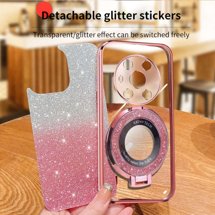 For Honor Magic3 Plated Gradient Glitter Round Holder TPU Phone Case(Silver)