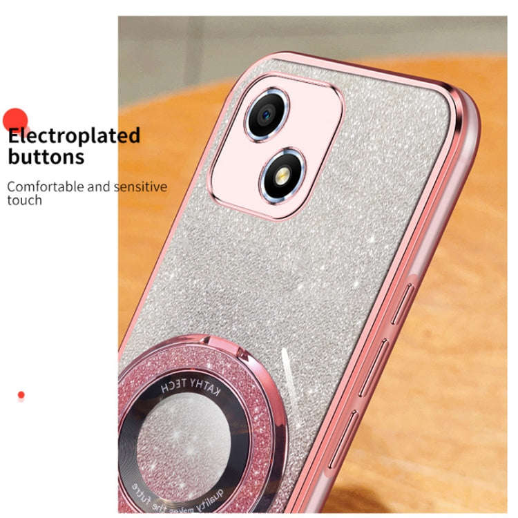 For Honor Play 30 Plated Gradient Glitter Round Holder TPU Phone Case(Silver)