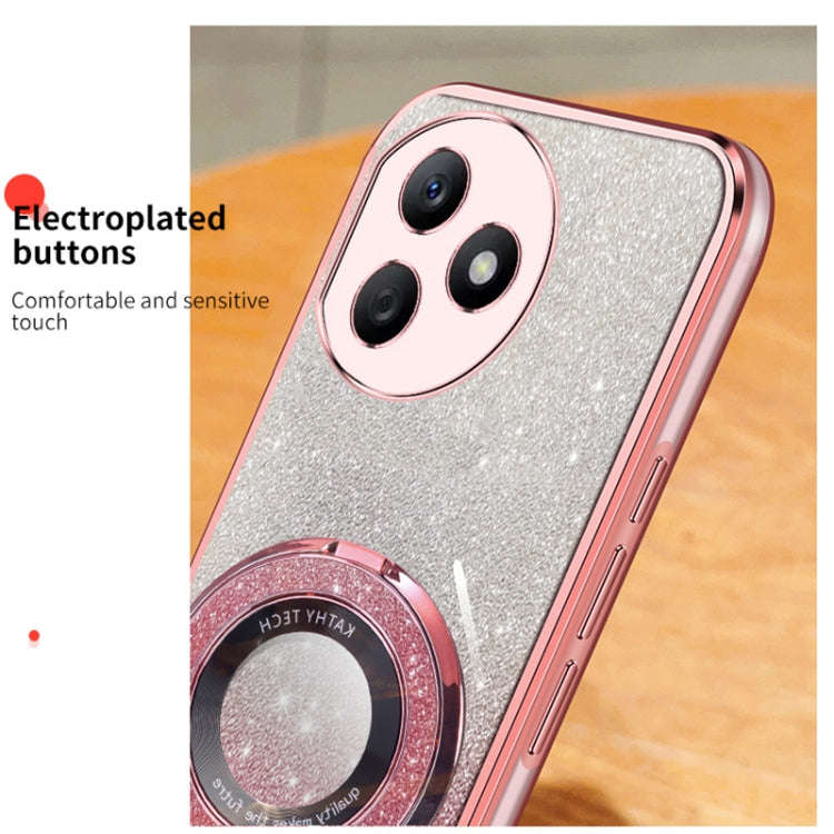 For Honor X50i+ Plated Gradient Glitter Round Holder TPU Phone Case(Sierra Blue)