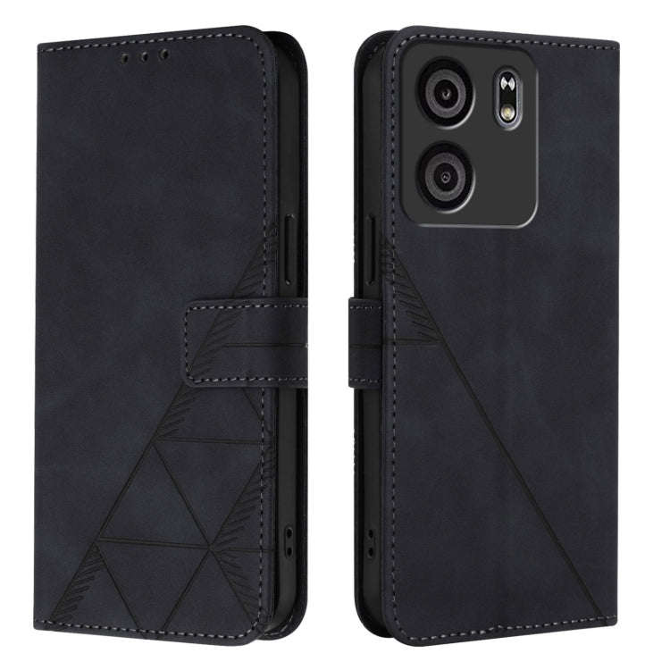 For BLU View 5 Crossbody 3D Embossed Flip Leather Phone Case(Black)